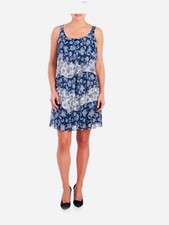 Bethany Woman's Size 16 Blue / White Floral Tiered Tank Dress NWT