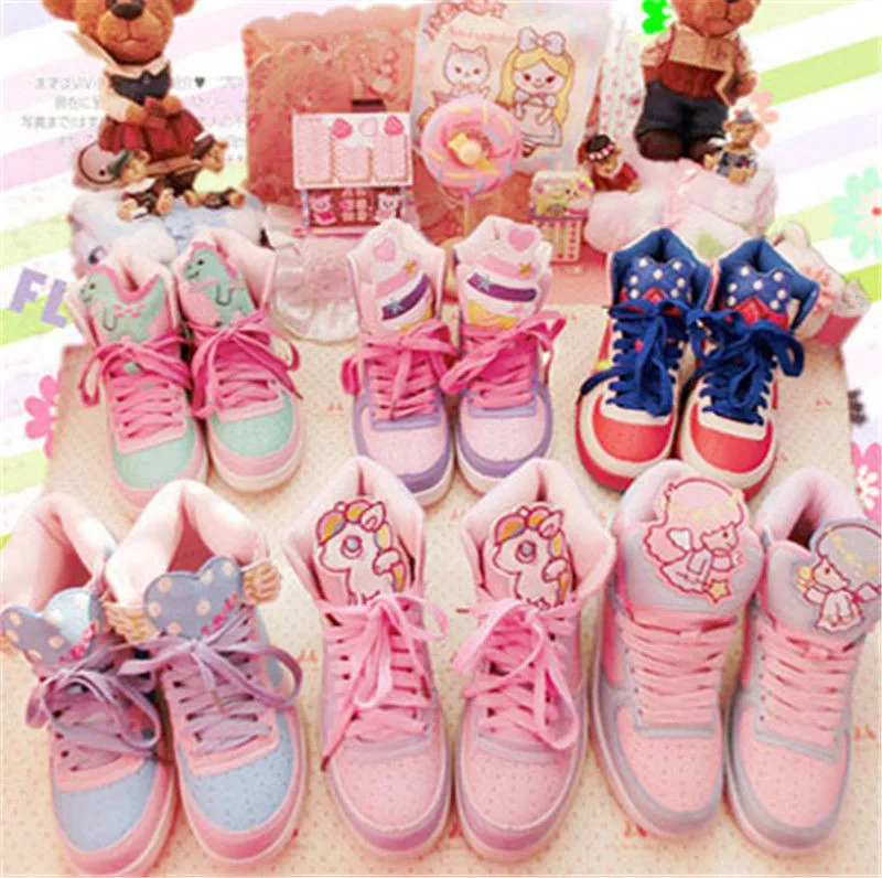 Cute Girl Little Twin Star High Top Sport Shoes Student Casual