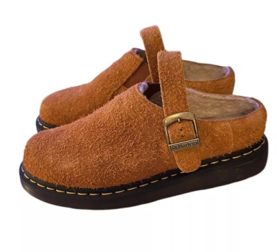 Dr. Martens Isham Hairy Suede Slingback Mules Mens 11 Brown 27959212 Slip On Dr Doc Martens Isham Hairy Suede Slingback Mules Brown MENS  main image 4