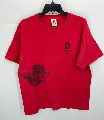 Beijing 2008 Olympics Shirt Adult XL Red Graphic Short Sleeve Crew Neck