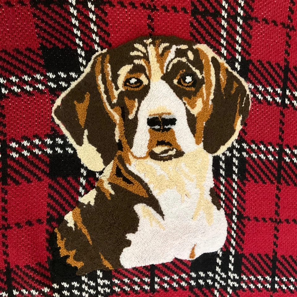 Urban Outfitters Red Oversized Retro Sweater With Dog Patch Size Small - Image 2 of 4