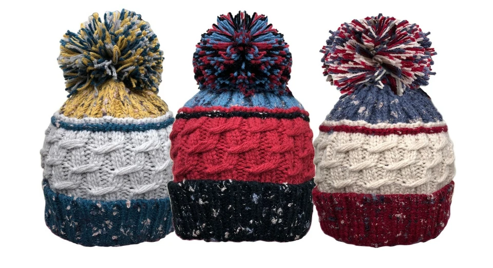 Mens & Ladies Ski Hats Stylish Knitted Designer Rockjock Bobble Warm Thermal UK