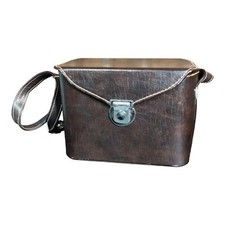 Vintage Leather Camera Bag - Classic Brown Shoulder Satchel Hard - 27x14x19 cm