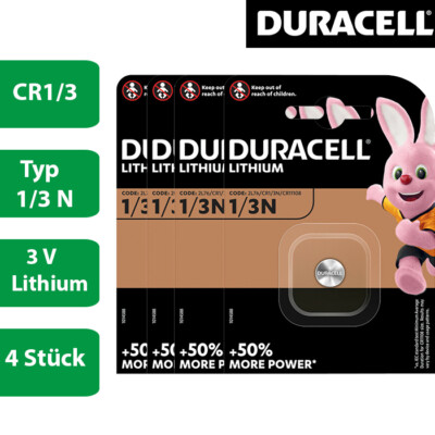 4 x Duracell CR 1/3 CR11108 2L76 58L CR1/3N 3V Knopfzelle Lithium Batterie