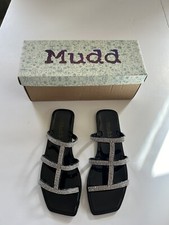 Mudd Slip On Flat Sandals Black With Rhinestones Women s Size 6 New In Box