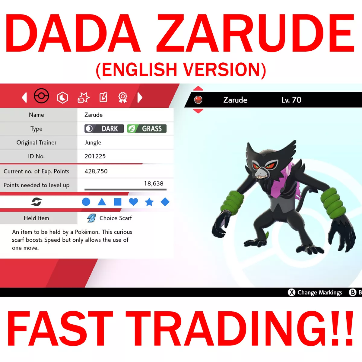 DADA Zarude 6IV TRADING NOW Pokemon Sword and Shield