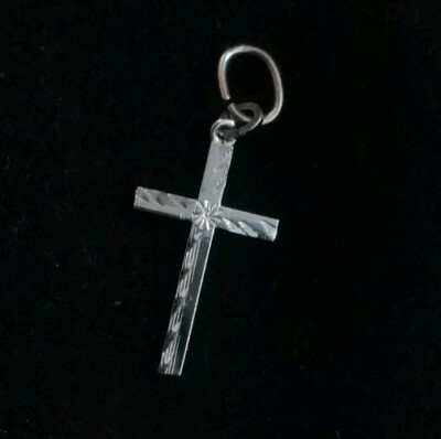 Vintage Lestage 925 Sterling Silver Cross Necklace Pendant 