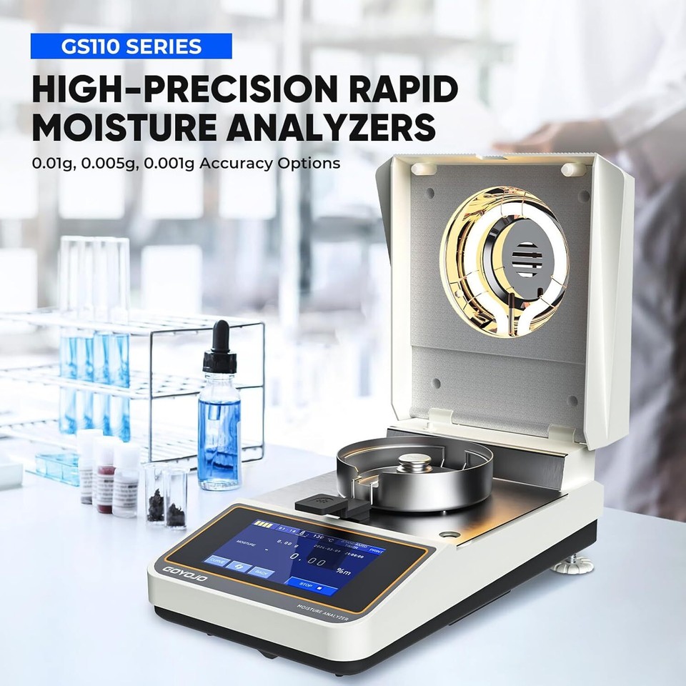 Lab Moisture Analyzer Lab 110g/0.01g Digital Moisture Analyzer Halogen Moisture Meter LCD ...