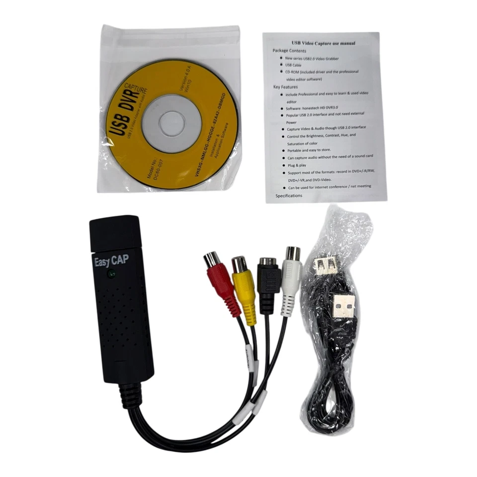 EasyCAP USB 2.0 Video Capture Adapter with Audio – VHS to DVD Converter Kit - Image 3 of 4