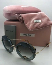 New MIU MIU Sunglasses SMU 01S VA0-0A7 62-14 Gold Tortoise w/ Brown Blue Hearts
