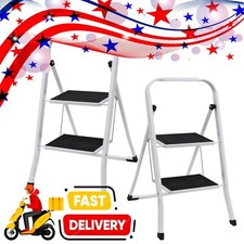 Foldable Portable 2 Step Ladder Non Slip DIY Steel Constructed Durable Ladder