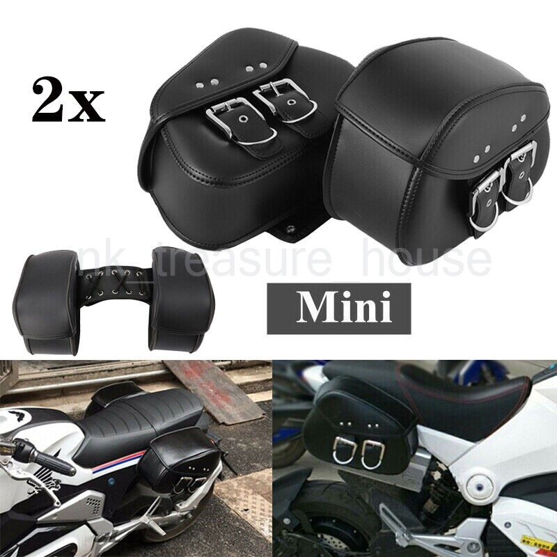 Sacoches Moto En Cuir – Lot De 2 (grande Et Petite) – Saddlebag Pour Moto – Sans Marque