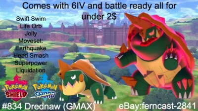 Pokemon Sword And Shield Shiny GMAX Drednaw 6IV Battle Ready Fast Delivery 