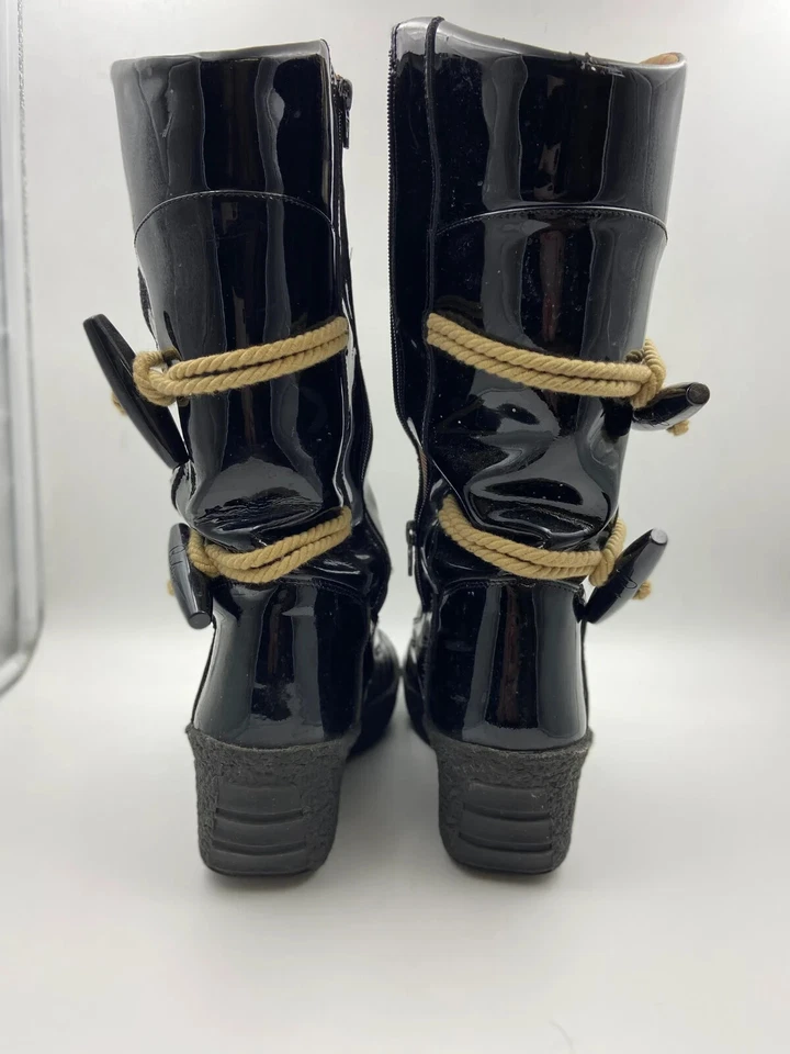 Botas de nieve originales para mujer BURBERRY charol negro cuña palanca - EU 41 Foto 2 de 4