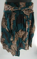 Women's African Dark Brown Blue White Print Knee Length Skirt Size One Size NWT