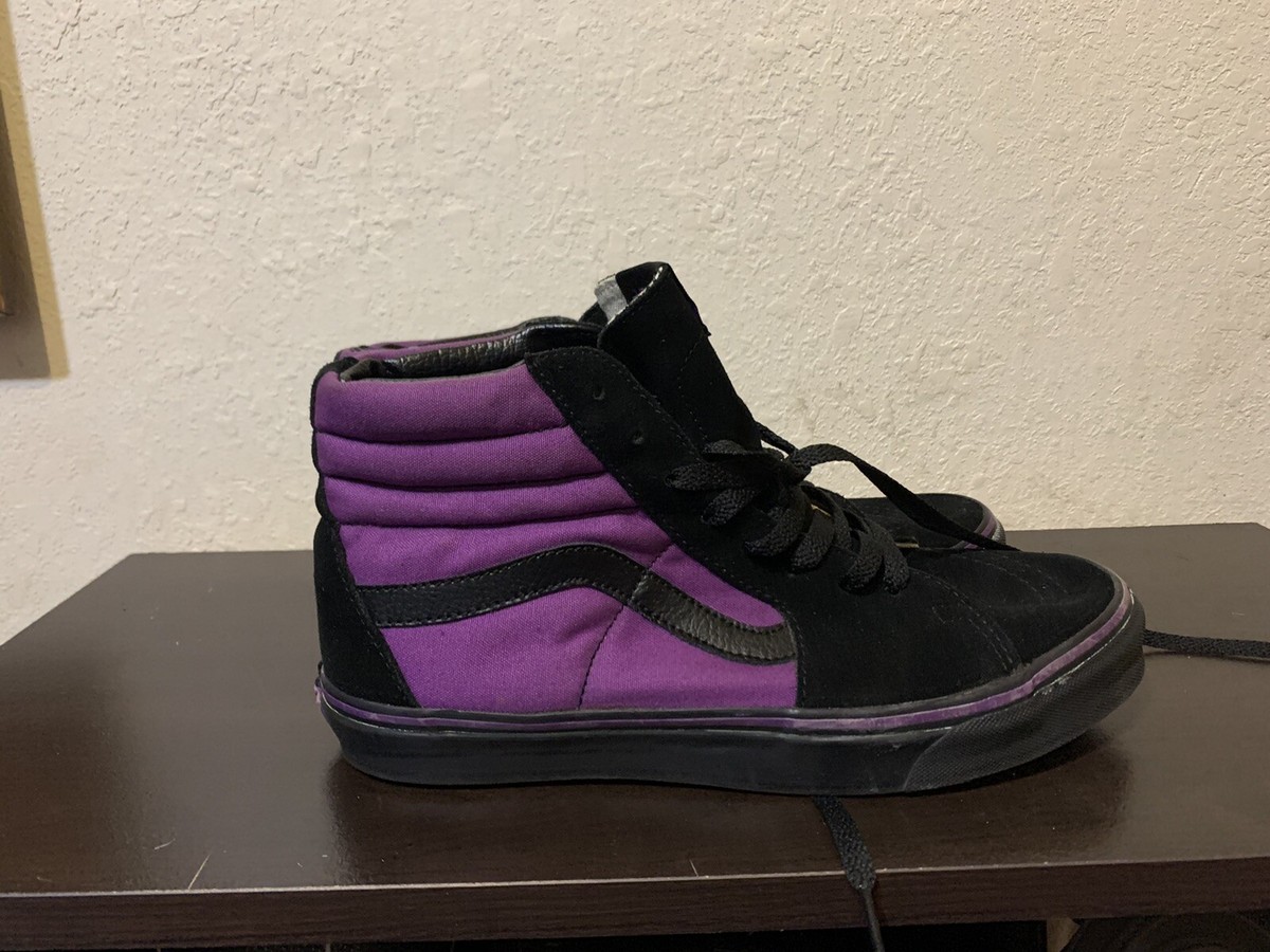 VANS Sk8-Hi Canvas/Suede High Top Skate Shoes 10.5 Black/Purple | eBay