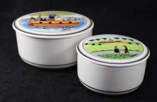 Villeroy and Boch Design Naif Group of 2 Candy Boxes with Lids 3 and 4 Inches