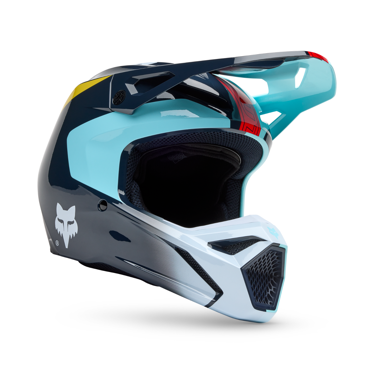 New Fox Racing Moto Youth V1 Elevated Helmet Light Blue STYLE #:  33549-116-YL