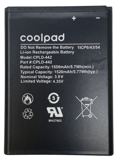 New OEM Original Coolpad Belleza CP3321AT CPLD-442 1500 mAh