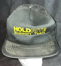 Vintage Hold Rite Support Team Mesh Trucker Hat Snapback Winner Black & Yellow
