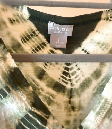 Chicos Top Size 3 EUC Women's Multicolor 3/4 Sleeve V-Neck Tunic Cotton/Modal - Picture 3 of 4
