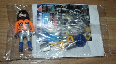 Playmobil Figur Bauarbeiter Schaufel Hut Fackel