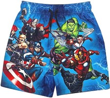 AVENGERS IRON MAN HULK UPF50 Bathing Suit Swim Trunks Boys Size 4, 5-6 or 7 25