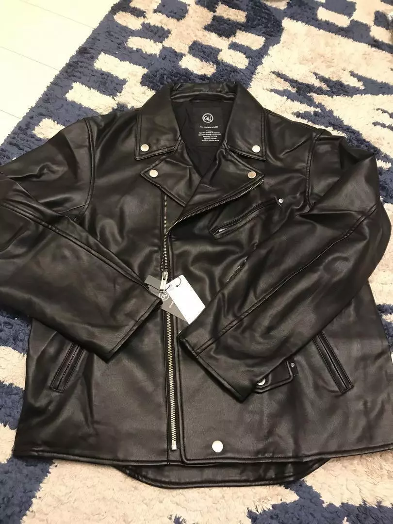 New UNDERCOVER x GU DOUBLE RIDERS JACKET BLACK M Size Men's Zipper Leather  Japan