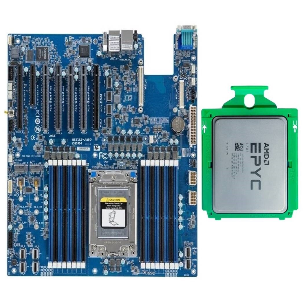 Gigabyte MZ32-AR0 Rev 1.0 Motherboard + AMD EPYC 7702P CPU