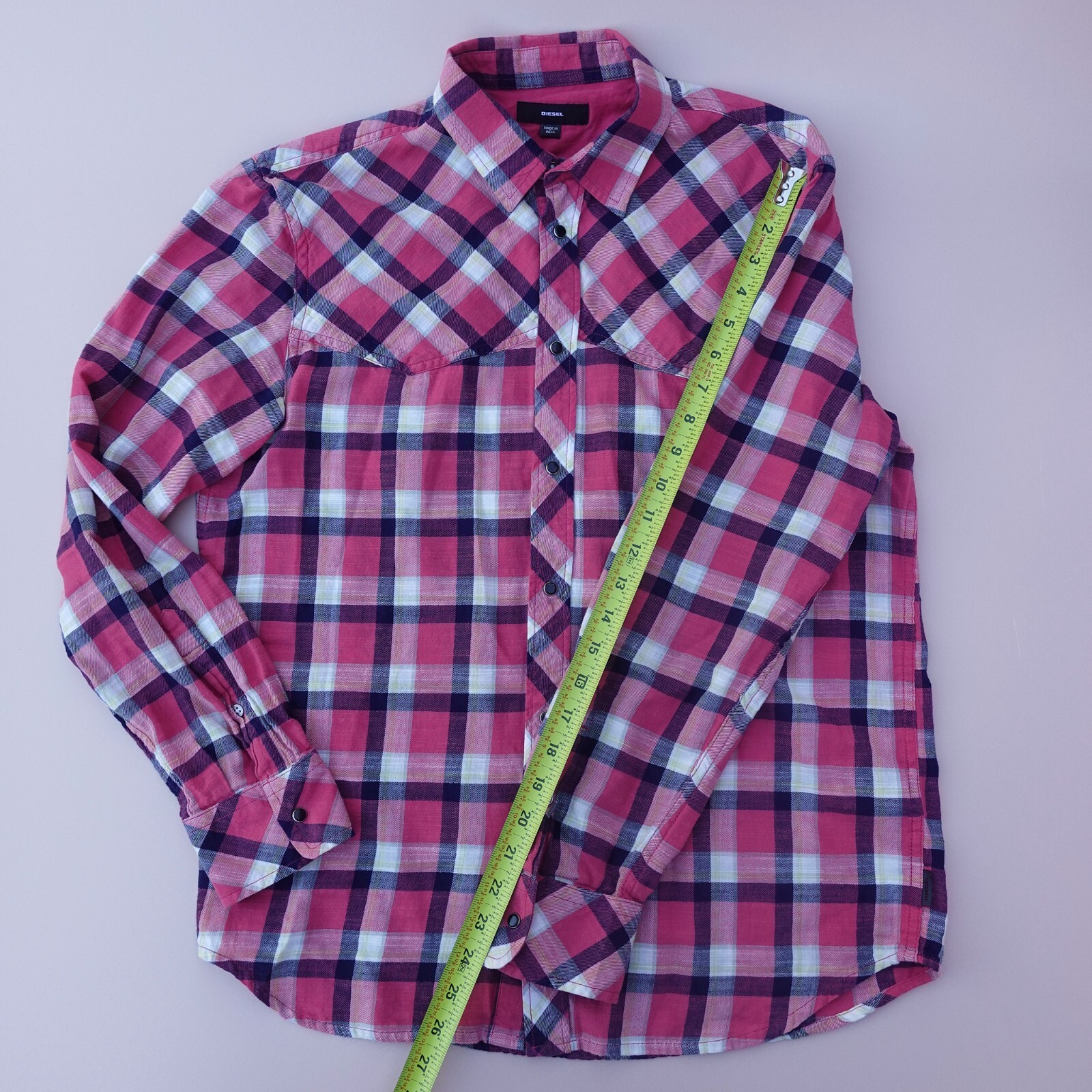 Diesel Men’s S-PLanet Shirt Long sleeves Misty Rose, grunge, western, 90s Size M