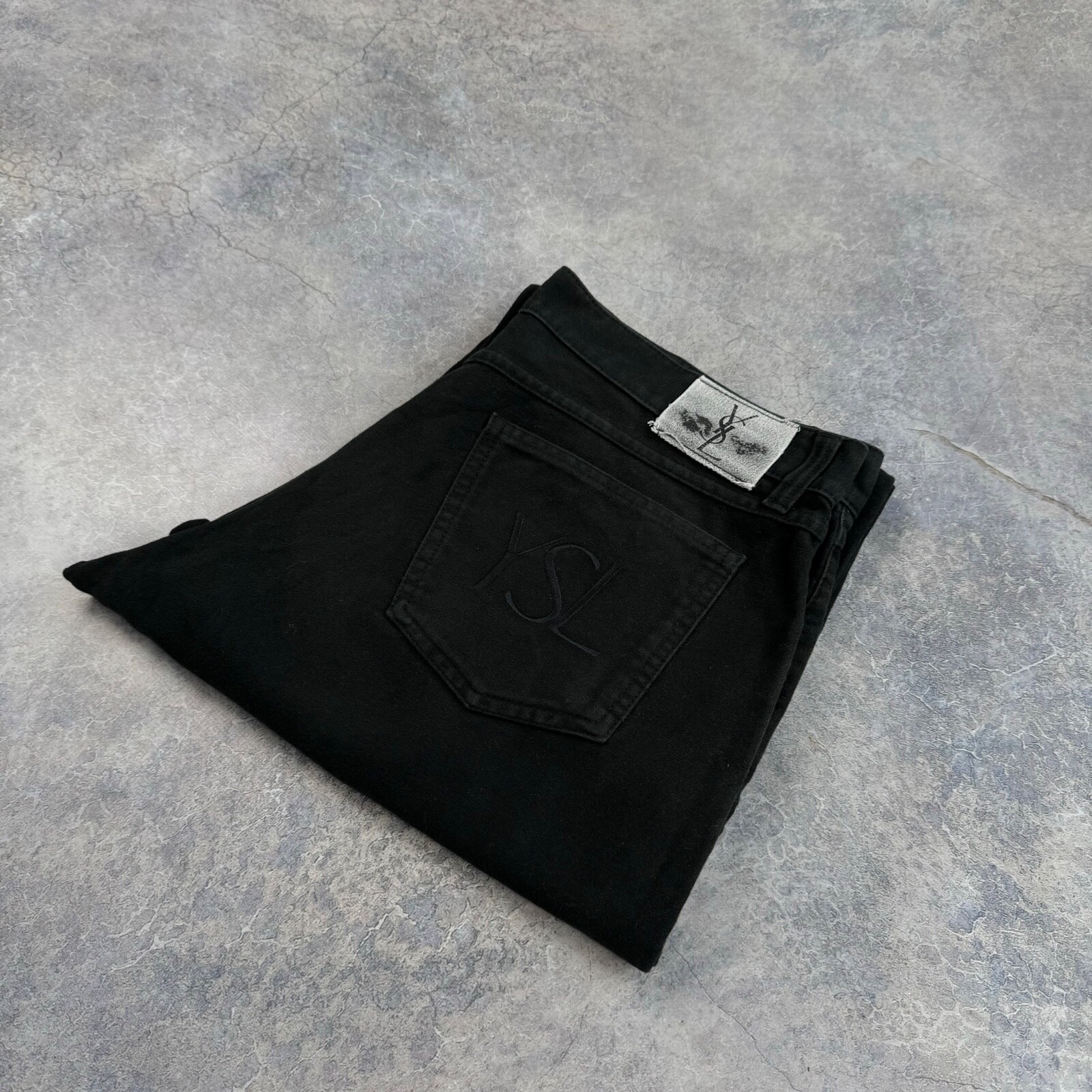 PANTALONE VINTAGE YVES SAINT LAURENT YSL RICAMATO GRANDE LOGO TAGLIA ADULTO 36x30