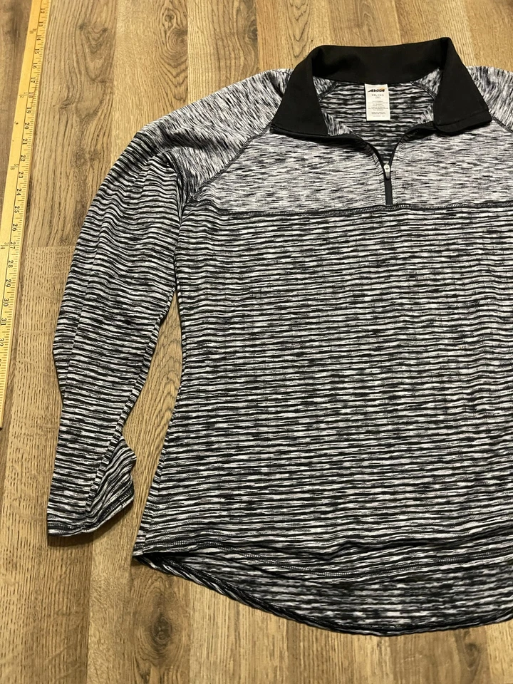 Camisa Avia, Mujer Talla 2XL, Gris Negro, Cremallera 1/4, Manga Larga, Cuello Foto 3 de 4