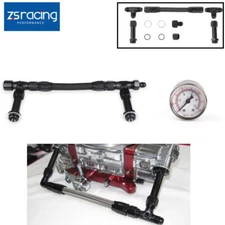 For Holley Carburetor 4150 Pressure Gauge AN8 Braided Dual Feed Carb Fuel Line