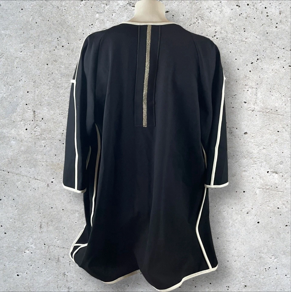 Chaqueta IC by Connie K Talla Mediana Negra Blanca Plata Cuello 1 Botón NUEVA T246 Foto 2 de 4