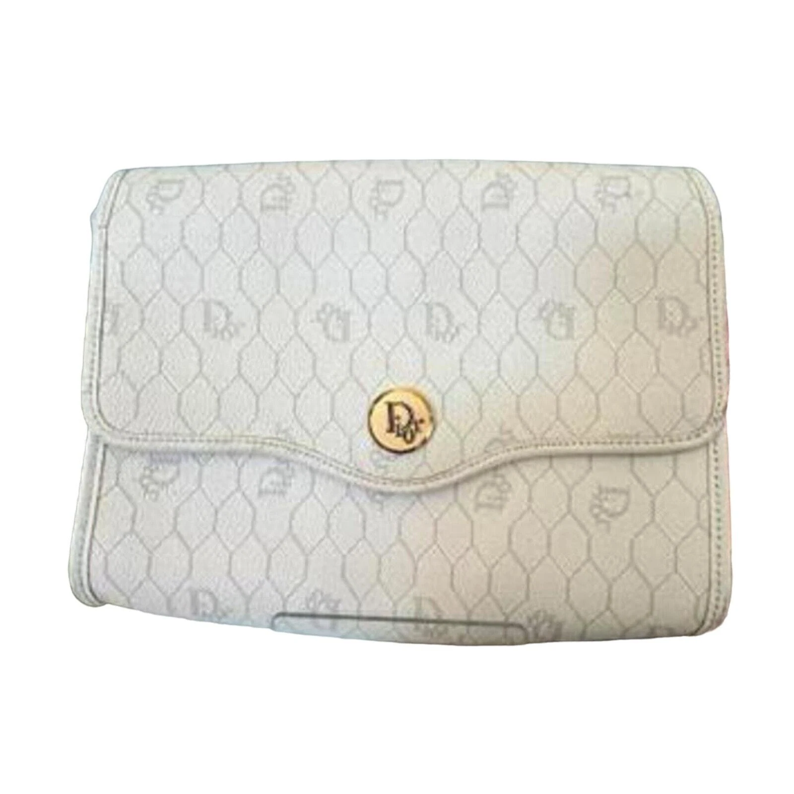 Christian Dior VINTAGE bandoulière en cuir crème et gris (CDXX061)