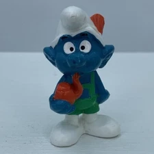 Smurfs 20081 Tyrolese Smurf Smoking Pipe Vtg Swiss Figure Bully Peyo Figurine