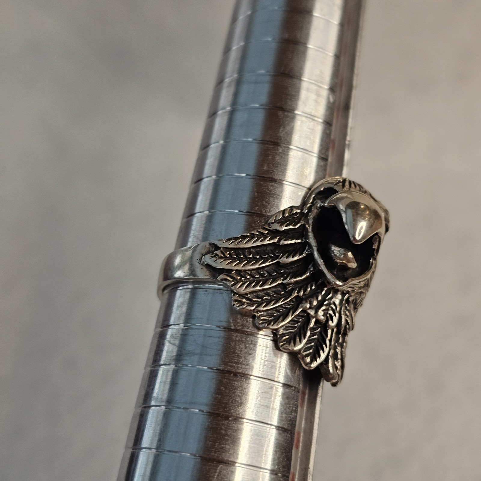 Men’s Solid Sterling Silver 3D Eagle Head Ring Si… - image 12