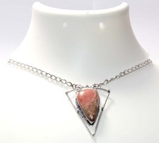 Exclusive Pear Rhodochrosite 925 Silver Plated Necklace 18