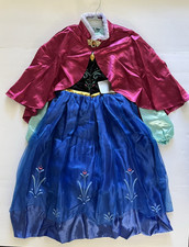 NWT Disney Store Sz L 9-10 Frozen Anna Traveling Costume Dress  Cape 2014