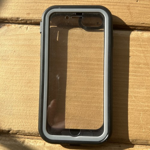 iPhone 12 Protective Case Grey Plastic, Black Rubber Outer, Clear Front & Back