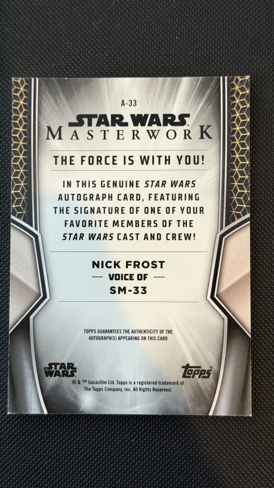 2025 Topps Star Wars Masterwork Sm-33 #A-33 Nick Frost Auto view 2