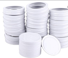 10- 2 Piece White Metal Canning Lids Regular Mouth Mason Jar Screw Lid
