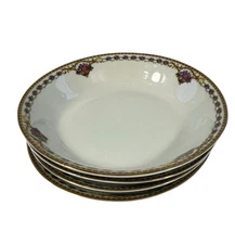 4 L Bernardaud & Co Limoges France Porcelain Coupe Soup Bowls - CHAMBERRY Floral