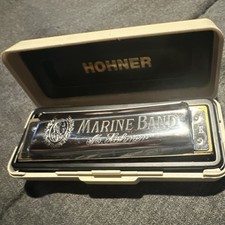 HOHNER Marine Band Diatonic Harmonica Key C Wood Metal Chrome w/ Case Manual