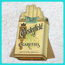1940s Chesterfield Cigarettes Vintage Advertising Sign 10" Cardboard Easel USA
