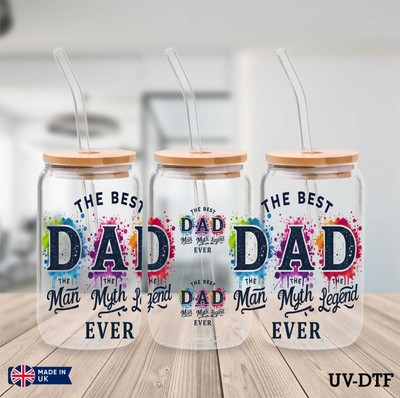 Vatertag UV DTF Aufkleber - 16oz Libbey Dose Glasfolie zp855