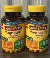 Nature Made Magnesium L-Threonate Vitamins C  D 150 75 Each Capsules 4/2027
