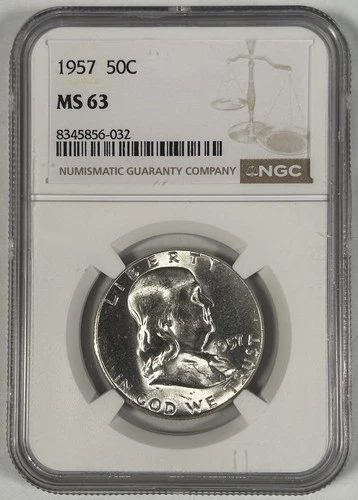 1957 Franklin Half Dollar Coin NGC MS 63