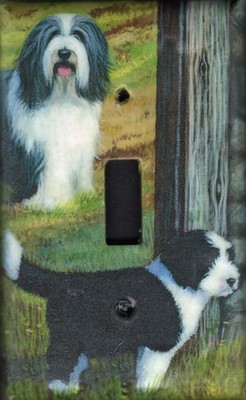 Bearded Collie Single Toggle light switch plate, handmade in USA