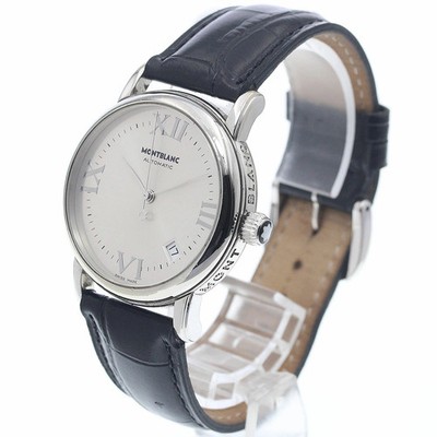 MONTBLANC Meisterstuck Date Auto 7042 SS Men's 36mm Silver Dial Leather Band